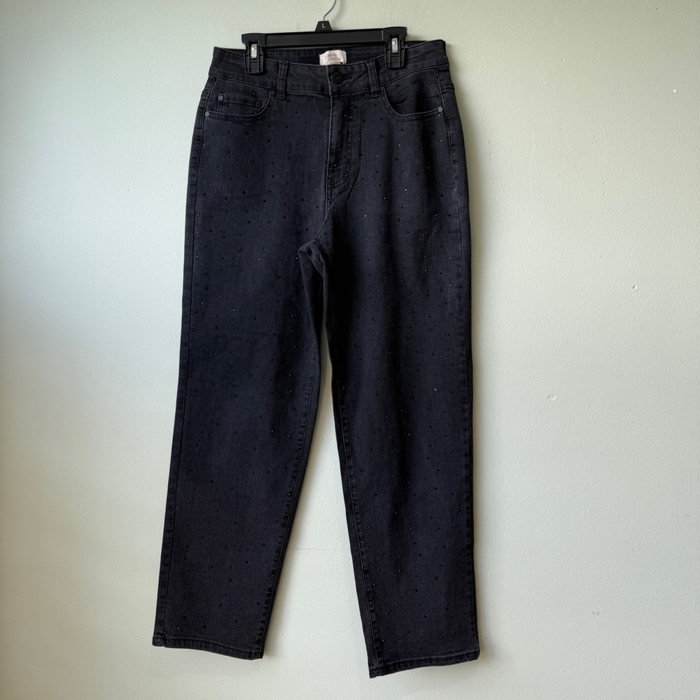 CAMILA COELHO High Waist Straight Leg Jeans With Rhinestone size 4